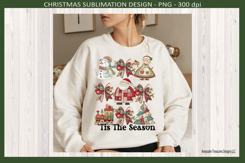 'Tis The Season Christmas, Santa Claus and Mrs. Claus, Coquette Bows Sublimation Png Sublimation Keepsake Treasures Designs LLC. 
