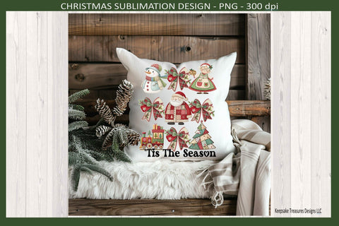 'Tis The Season Christmas, Santa Claus and Mrs. Claus, Coquette Bows Sublimation Png Sublimation Keepsake Treasures Designs LLC. 