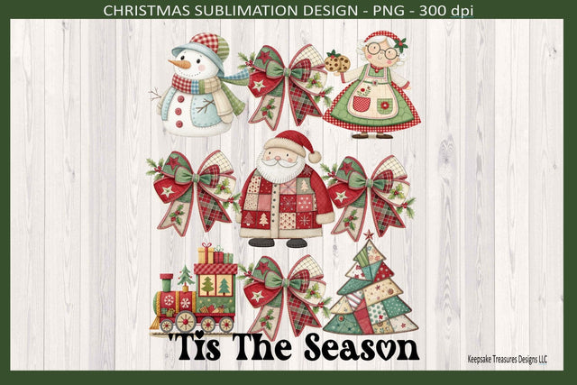 'Tis The Season Christmas, Santa Claus and Mrs. Claus, Coquette Bows Sublimation Png Sublimation Keepsake Treasures Designs LLC. 