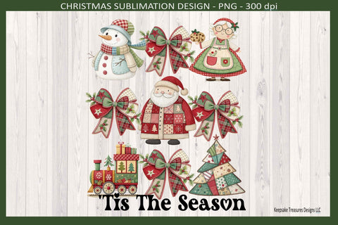 'Tis The Season Christmas, Santa Claus and Mrs. Claus, Coquette Bows Sublimation Png Sublimation Keepsake Treasures Designs LLC. 