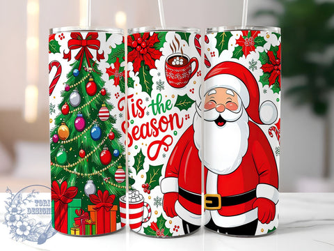 Tis The Season, Christmas Tumbler Wrap, Santa Claus, 20oz Tumbler, Sublimation Design, Holiday Decor, Christmas Gift, Festive Tumbler Sublimation ToriDesigns 