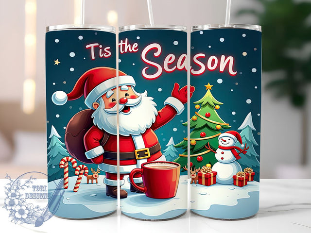 Tis The Season, Christmas Tumbler Wrap, Santa Claus, 20oz Tumbler, Sublimation Design, Holiday Decor, Christmas Gift, Festive Tumbler Sublimation ToriDesigns 