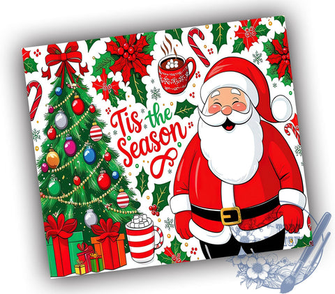 Tis The Season, Christmas Tumbler Wrap, Santa Claus, 20oz Tumbler, Sublimation Design, Holiday Decor, Christmas Gift, Festive Tumbler Sublimation ToriDesigns 