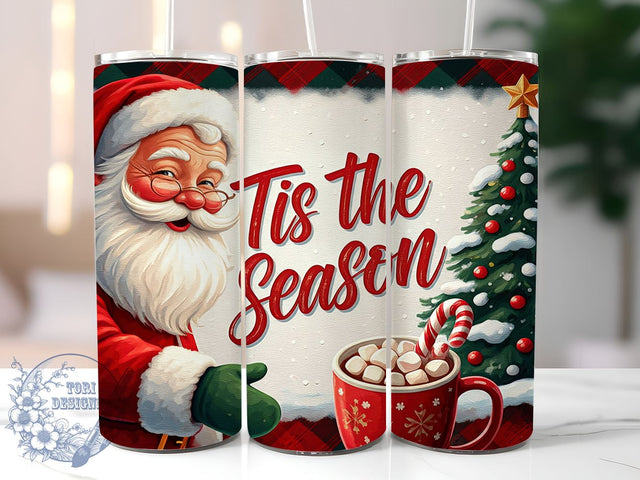 Tis The Season, Christmas Tumbler Wrap, Santa Claus, 20oz Tumbler, Sublimation Design, Holiday Decor, Christmas Gift, Festive Tumbler Sublimation ToriDesigns 