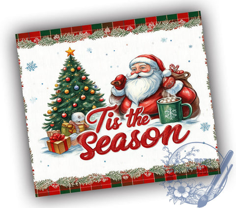 Tis The Season, Christmas Tumbler Wrap, Santa Claus, 20oz Tumbler, Sublimation Design, Holiday Decor, Christmas Gift, Festive Tumbler Sublimation ToriDesigns 
