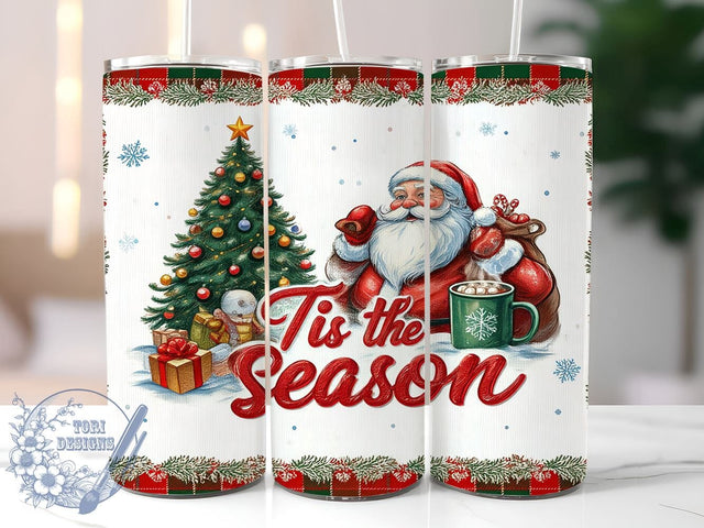 Tis The Season, Christmas Tumbler Wrap, Santa Claus, 20oz Tumbler, Sublimation Design, Holiday Decor, Christmas Gift, Festive Tumbler Sublimation ToriDesigns 