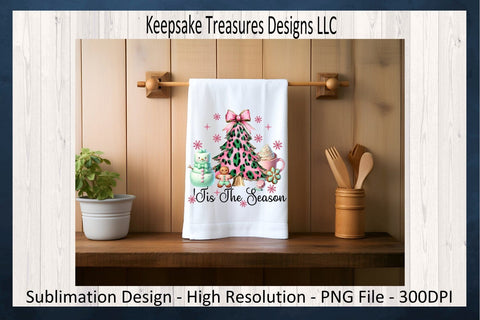 Tis The Season Coquette Bow Christmas Tree, Sublimation PNG Design, Digital Download, PNG Printable Sublimation Keepsake Treasures Designs LLC. 