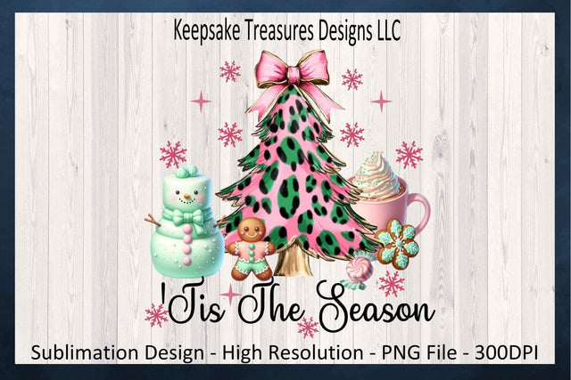 Tis The Season Coquette Bow Christmas Tree, Sublimation PNG Design, Digital Download, PNG Printable Sublimation Keepsake Treasures Designs LLC. 