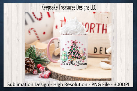 Tis The Season Coquette Bow Christmas Tree, Sublimation PNG Design, Digital Download, PNG Printable Sublimation Keepsake Treasures Designs LLC. 