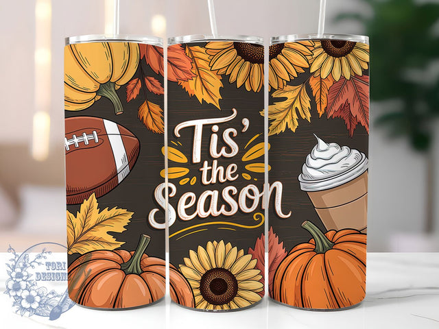 Tis The Season Cozy Autumn Tumbler, Autumn Vibes Wrap, Fall Season Mug, 20oz Sublimation, Cozy Autumn Tumbler, Fall Leaves Cup, Autumn Tumbler Design Sublimation ToriDesigns 