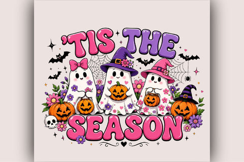 'Tis The Season Cute Halloween Ghost PNG Sublimation SVGArt 