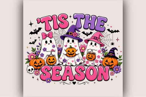 'Tis The Season Cute Halloween Ghost PNG Sublimation SVGArt 