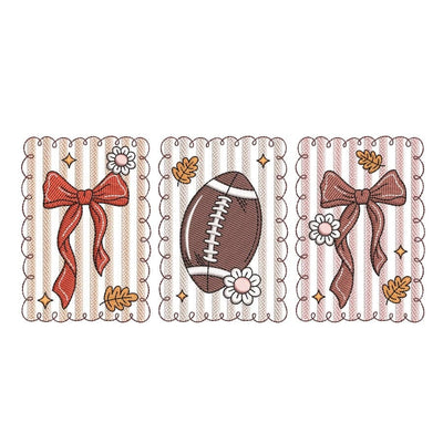 Tis the season embroidery design, Football embroidery design, Floral Coquette Bow embroidery design, 3 sizes, Instant Download Embroidery/Applique DESIGNS Nino Nadaraia 