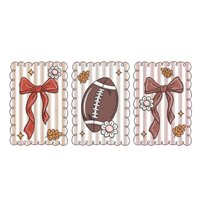 Tis the season embroidery design, Football embroidery design, Floral Coquette Bow embroidery design, 3 sizes, Instant Download Embroidery/Applique DESIGNS Nino Nadaraia 