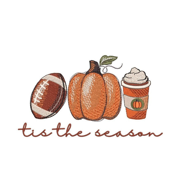 Tis the season embroidery design, Football embroidery design, Pumpkin embroidery design, 3 sizes, Instant Download Embroidery/Applique DESIGNS Nino Nadaraia 