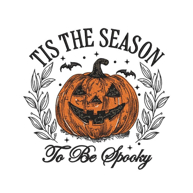 Tis the season embroidery design, Halloween Pumpkin embroidery design, 3 sizes, Instant Download Embroidery/Applique DESIGNS Nino Nadaraia 