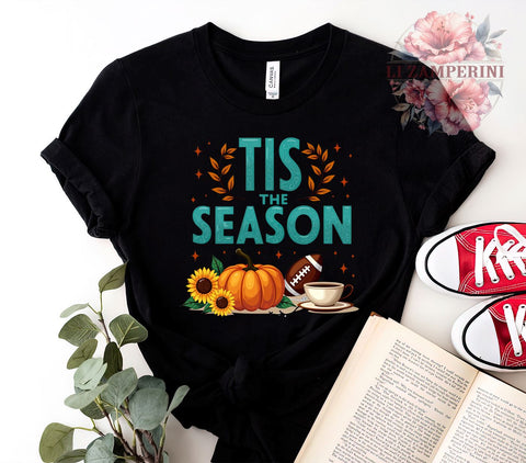 Tis The Season, Fall Football, Fall Vibes, Digital Download, Sublimation Design, Autumn Decor, Football Season, Thanksgiving Vibes Sublimation Li Zamperini 