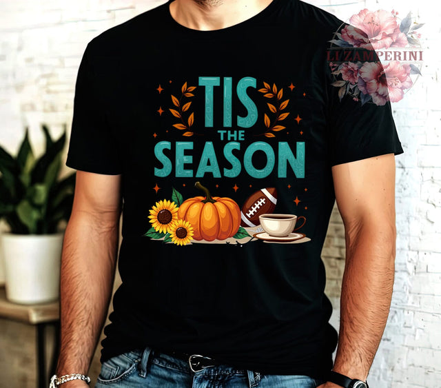 Tis The Season, Fall Football, Fall Vibes, Digital Download, Sublimation Design, Autumn Decor, Football Season, Thanksgiving Vibes Sublimation Li Zamperini 