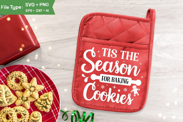 Tis The Season For Baking Cookies Pot Holder Svg, Christmas SVG Design, Christmas Pot Holder Svg Design,SVGs,Quotes and Sayings,Food & Drink,On Sale, Print & Cut SVG DesignPlante 503 