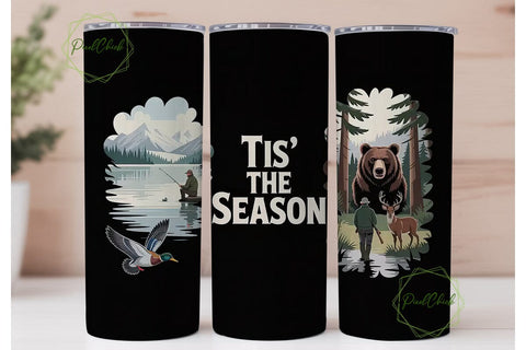 Tis The Season Hunting 20oz Tumbler Wrap Sublimation PixelChick 