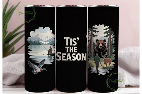 Tis The Season Hunting 20oz Tumbler Wrap Sublimation PixelChick 