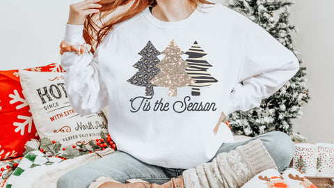 Tis The Season PNG, Neutral Christmas Sublimation, Leopard Glitter Tree PNG Sublimation So Fontsy VIP Design Shop 