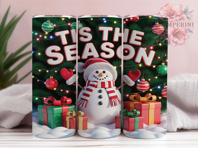 Tis The Season Snowman Tumbler, Snowman Christmas Wrap, Festive Holiday Sublimation Design, Cute Winter Cup, 20Oz Skinny Tumbler Wrap, Cheerful Christmas Mug, Jolly Holiday Design Sublimation Li Zamperini 