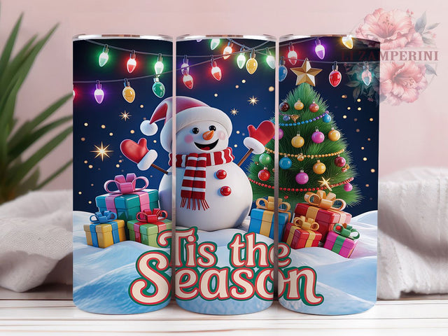 Tis The Season Snowman Tumbler, Snowman Christmas Wrap, Festive Holiday Sublimation Design, Cute Winter Cup, 20Oz Skinny Tumbler Wrap, Cheerful Christmas Mug, Jolly Holiday Design Sublimation Li Zamperini 