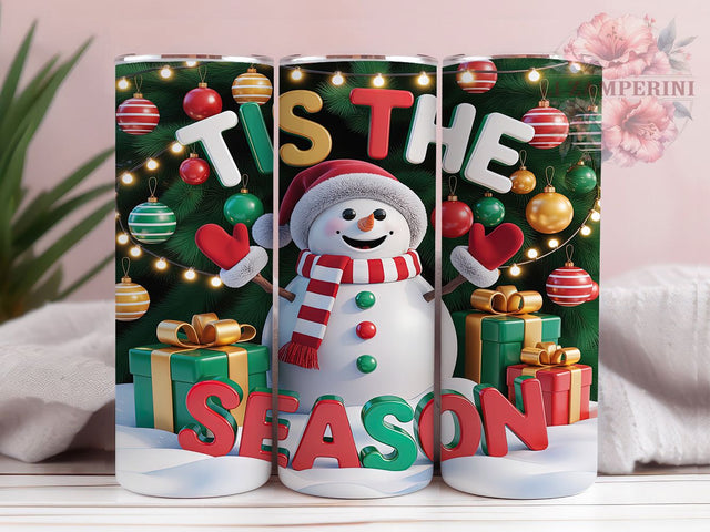 Tis The Season Snowman Tumbler, Snowman Christmas Wrap, Festive Holiday Sublimation Design, Cute Winter Cup, 20Oz Skinny Tumbler Wrap, Cheerful Christmas Mug, Jolly Holiday Design Sublimation Li Zamperini 