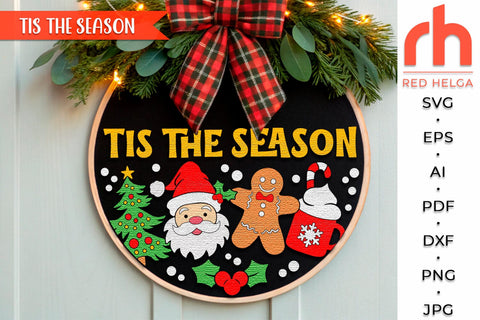 Tis The Season SVG, Christmas Door Sign, Xmas Hanger DXF SVG RedHelgaArt 