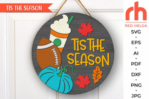 Tis The Season SVG, Fall Door Sign, Football Hanger Cut File SVG RedHelgaArt 