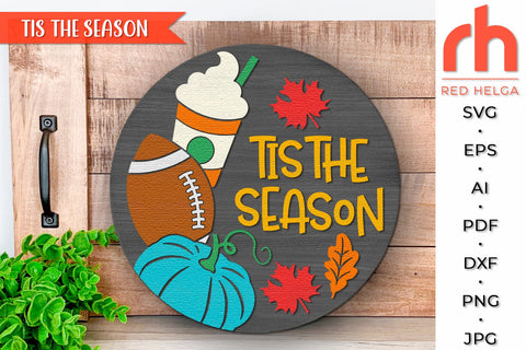 Tis The Season SVG, Fall Door Sign, Football Hanger Cut File SVG RedHelgaArt 