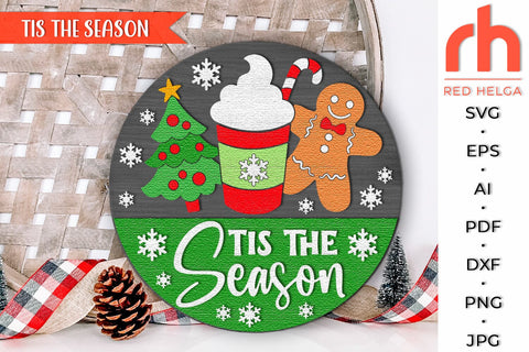 Tis The Season SVG, Xmas Door Sign, Christmas Hanger DXF SVG RedHelgaArt 