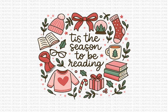 Tis The Season To Be Reading PNG SVG BillahCrafts 