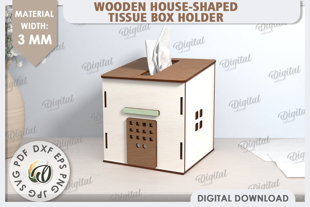 Tissue Box Laser Cut. 3D House Tissue Holder SVG SVG Evgenyia Guschina 