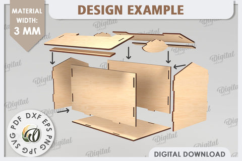 Tissue Box Laser Cut. 3D House Tissue Holder SVG SVG Evgenyia Guschina 