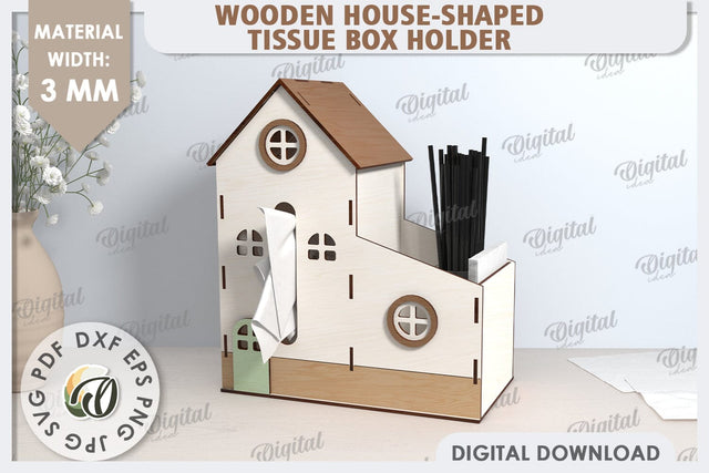 Tissue Box Laser Cut. 3D House Tissue Holder SVG SVG Evgenyia Guschina 