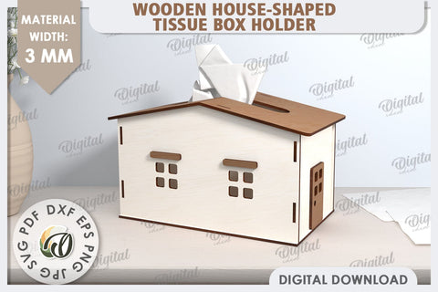 Tissue Box Laser Cut. 3D House Tissue Holder SVG SVG Evgenyia Guschina 