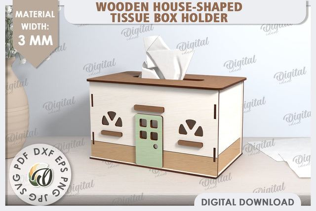 Tissue Box Laser Cut. 3D House Tissue Holder SVG SVG Evgenyia Guschina 