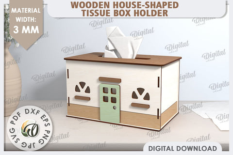 Tissue Box Laser Cut. 3D House Tissue Holder SVG SVG Evgenyia Guschina 
