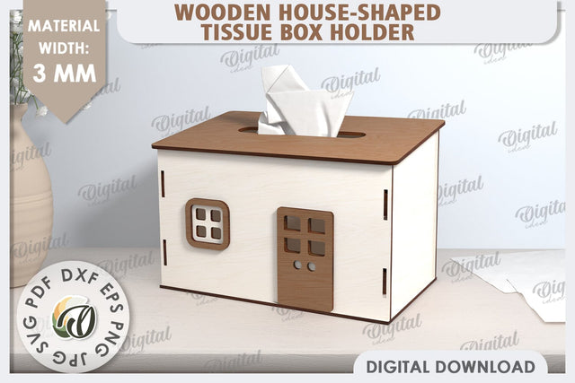 Tissue Box Laser Cut. 3D House Tissue Holder SVG SVG Evgenyia Guschina 