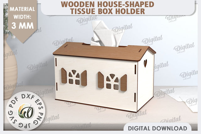 Tissue Box Laser Cut. 3D House Tissue Holder SVG SVG Evgenyia Guschina 