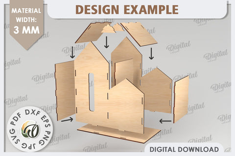 Tissue Box Laser Cut. 3D House Tissue Holder SVG SVG Evgenyia Guschina 