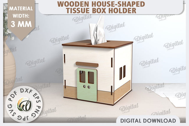 Tissue Box Laser Cut. 3D House Tissue Holder SVG SVG Evgenyia Guschina 