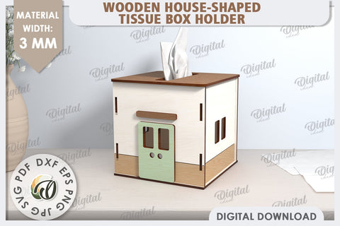 Tissue Box Laser Cut. 3D House Tissue Holder SVG SVG Evgenyia Guschina 