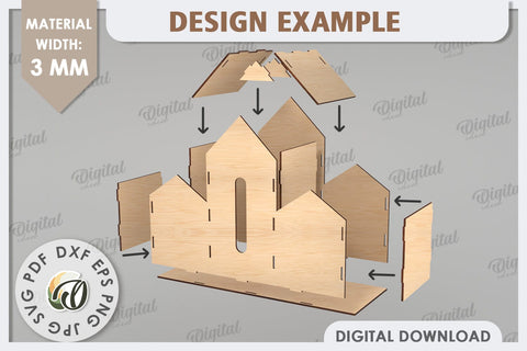 Tissue Box Laser Cut. 3D House Tissue Holder SVG SVG Evgenyia Guschina 