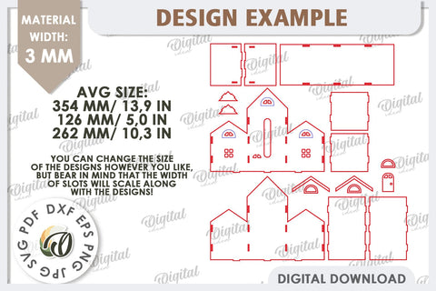 Tissue Box Laser Cut. 3D House Tissue Holder SVG SVG Evgenyia Guschina 