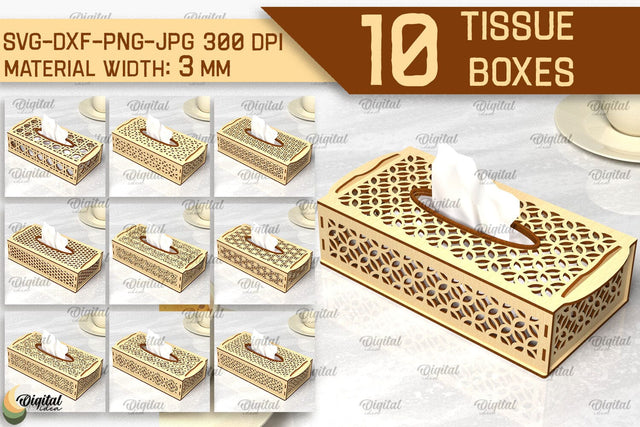 Tissue Wooden Boxes Laser Cut Bundle. 3D Boxes SVG SVG Evgenyia Guschina 