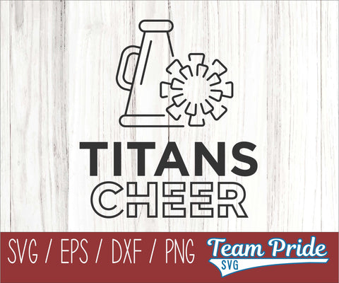 Titans Cheer Line Art SVG Digital Download Printable - SVG, EPS, DXF, PNG SVG Team Pride SVG 