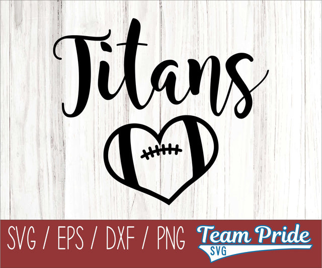 Titans Football Heart SVG Digital Download Printable - SVG, EPS, DXF, PNG SVG Team Pride SVG 
